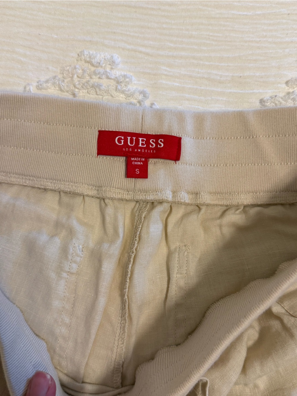 Guess women’s Beige Linen-Blend Drawstring Pants size S - Picture 2 of 5